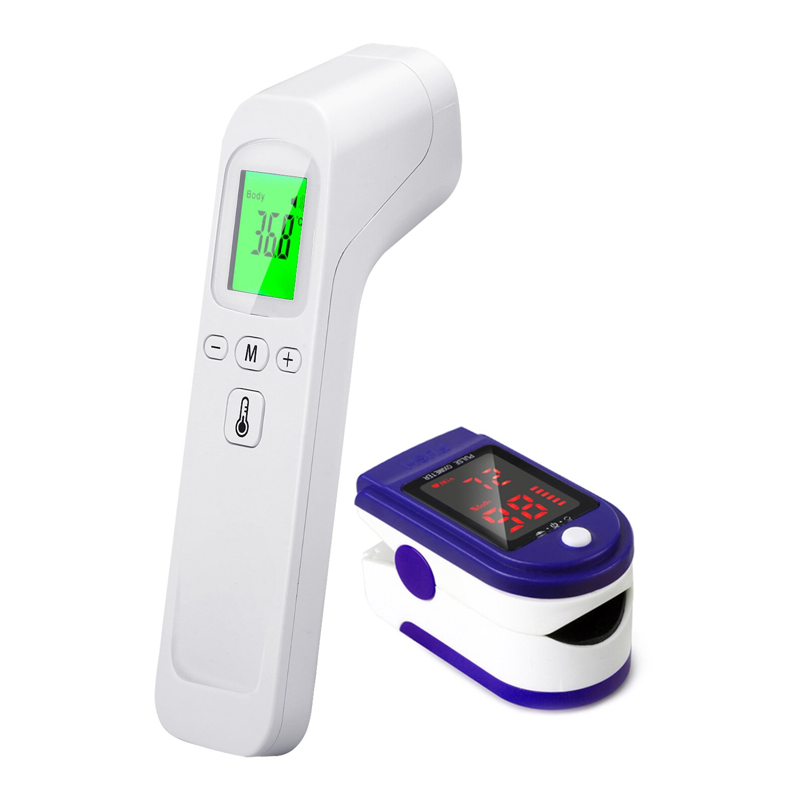 Huishoudelijke Oximeter Vinger Oxymetrie Bloed Zuurstof Hartslagmeter En Infrarood Thermometer Digitale Non-Contact Thermometers: Style 01