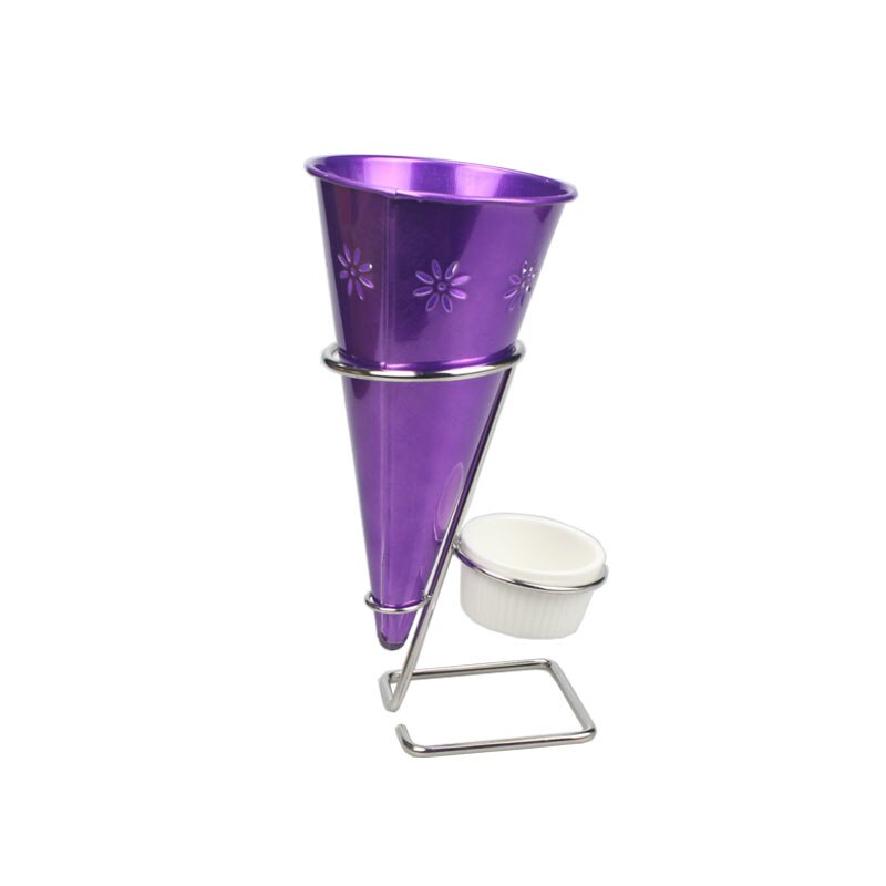Smeedijzeren gebakken kip frietjes plank tapered rvs gebakken kip rack snack stand Amerikaanse Western restaurant specia: rack purple bucket