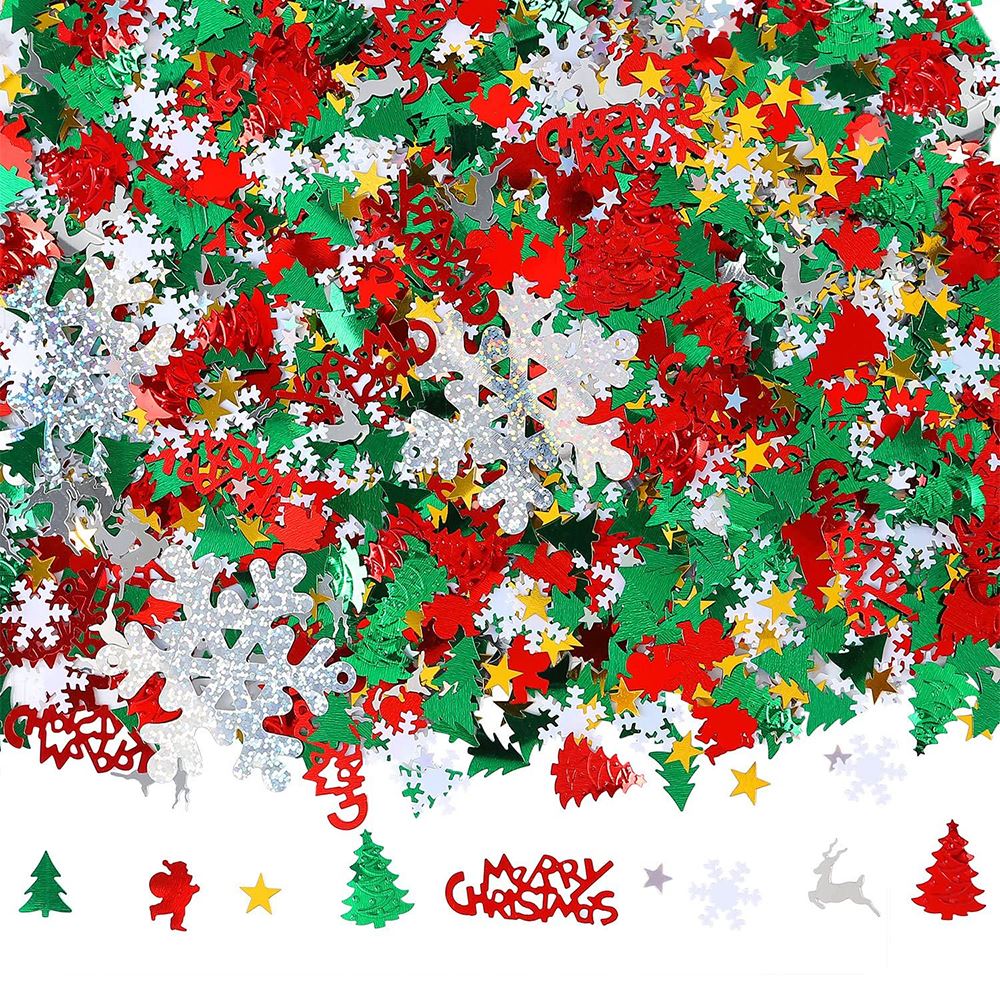 Confettis de noël arbre de noël, flocon de neige, bonhomme de neige, cerf, paillettes, pour joyeux noël, nouvel an, fournitures de fête