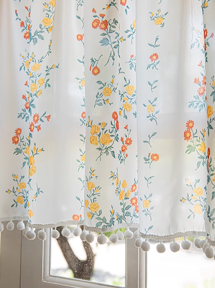 Half curtain,short window curtain with floral patterns to cover up ugliness,rustic style door curtain,window decorative curtains