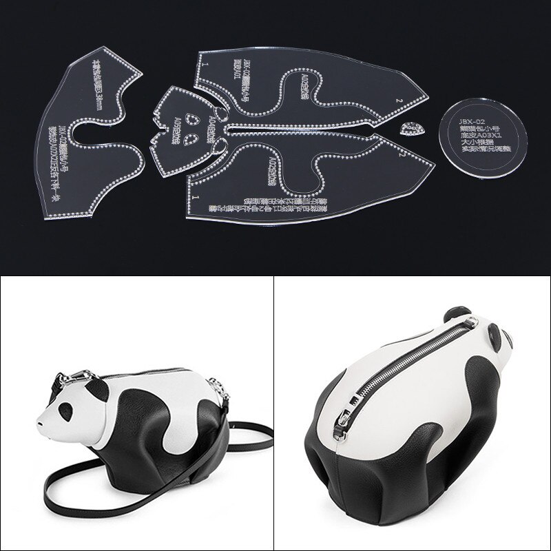 1Set Handmamde Panda shape ladies messenger purseTemplate Clear Acrylic Leather Pattern DIY Hobby Leathercraft Sewing pattern