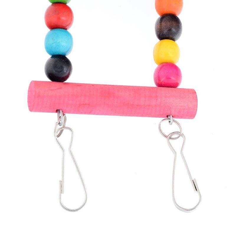 Échelle à billes en bois coloré 29/40/52 cm, jouets d&#39;oiseaux de compagnie, Cage à perroquets, aras, balançoire, morsures de perroquets