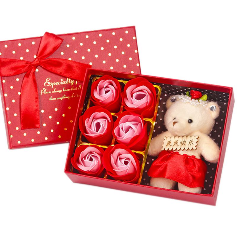 Valentijnsdag rode roos teddybeer roos kunstmatige decoratie kerst voor meisjes vrouwen valentijnsdag zeep: Aj2228r