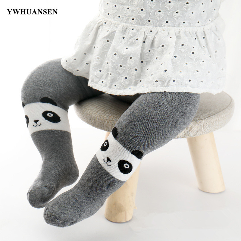 Ywhuansen 0 Om 4 Jr Cartoon Dikke Badstof Peuter Panty Winter Dikke Baby Panty Panda Vos Patroon Kids Meisje Panty katoen: Donkergrijs / 6 to 12M