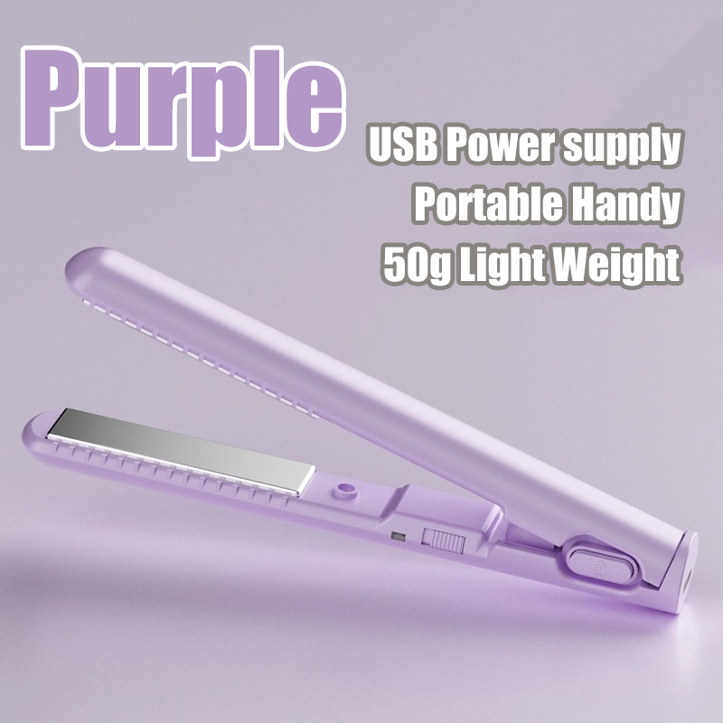 Mini-Haarglätter, USB-Netzteil, 5 V/2 A, Glätteisen zum Glätten von Pony, 16 W, tragbares Haareisen für den Heim- und Reisegebrauch: plum