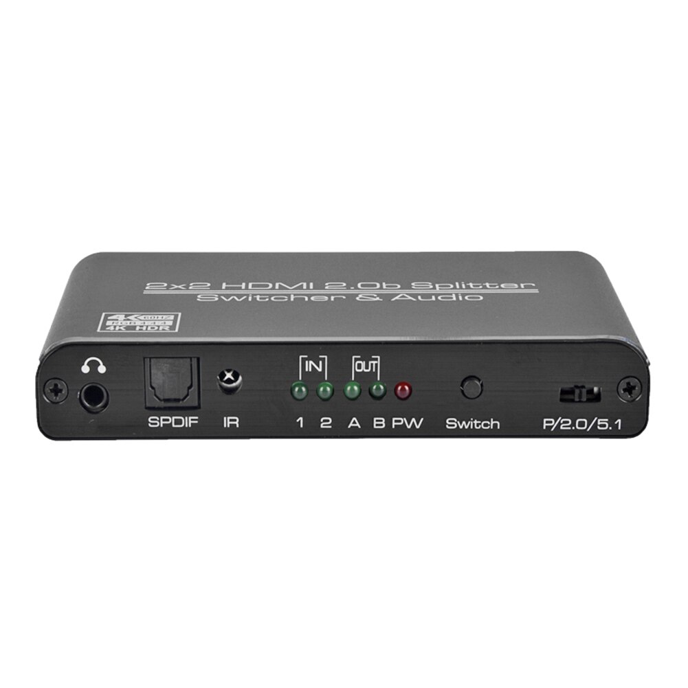 Simple Enduring HDMI Matrix 2x2 HDMI 2.0 Matrix 4k 60Hz HDMI Switch Splitter 3D HDCP 2.2 HDR HDMI Switcher: Black