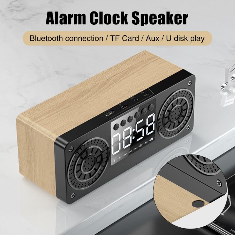 Bluetooth 5.0 Draagbare Draadloze Speaker Oplaadbare Led Tijd Snooze Wekker Speaker Hotel U Disk Slaapkamer Auto Fm Radio