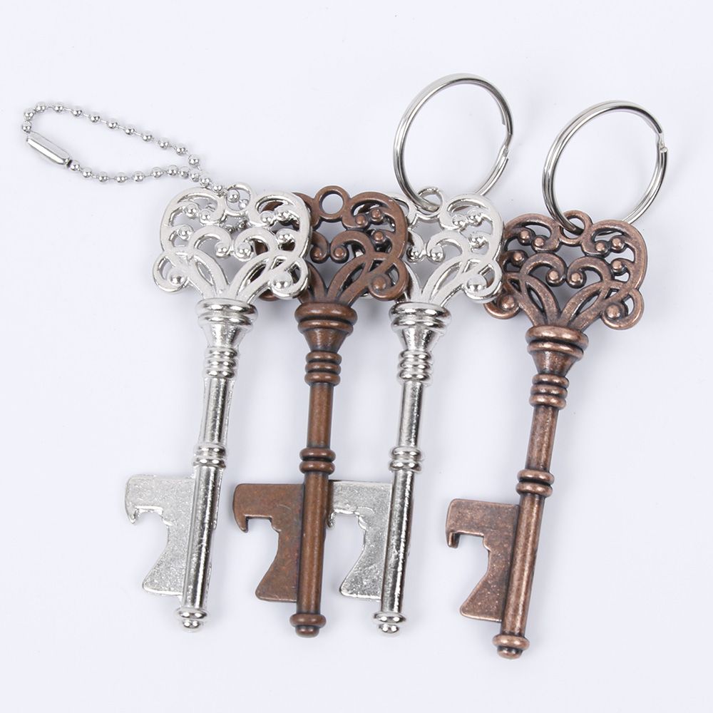 Retro metal bærbar nøgle ølflaskeåbner ringbøjler nøglering nøglering til bryllupsfest køkken tilbehør