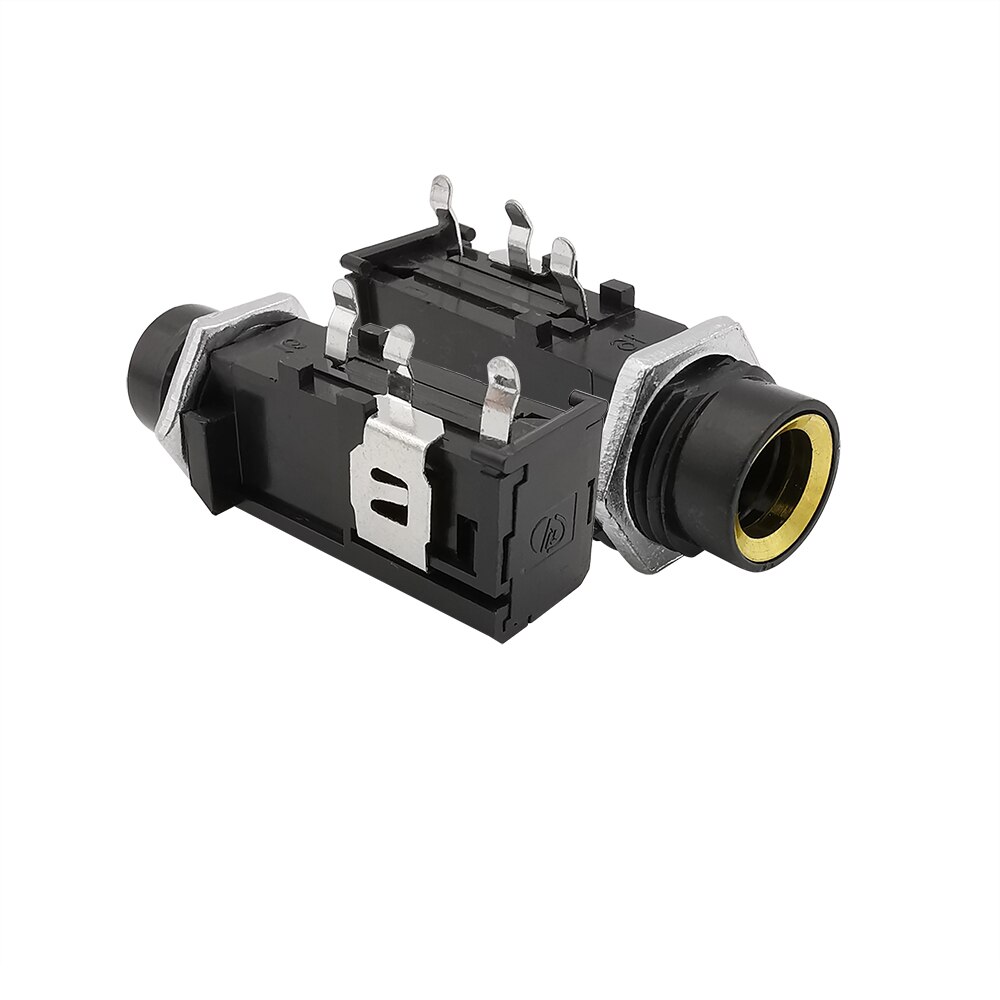 Conector de Audio para chasis de 6,35 MM, 6,35mm, 1/4 pulgadas, montaje en Panel PCB, micrófono, altavoz, adaptador de conector de Audio para chasis, 5 unids/lote