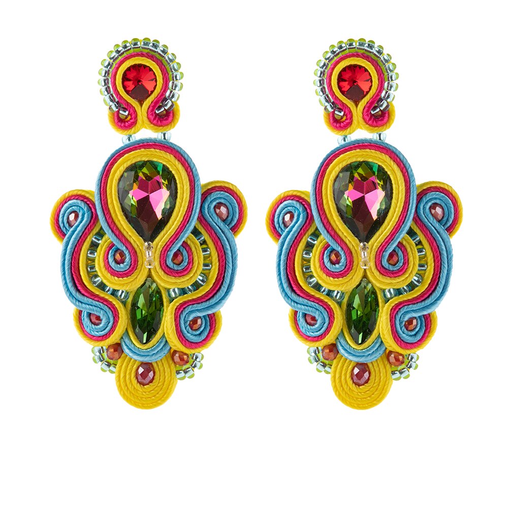 KPacTa Trendy kolczyki w stylu etnicznym wysokiej jakości luksusowe Rhinestone spadek kolczyki Brincos kobiece biuro biżuteria prezent 2021: yellow