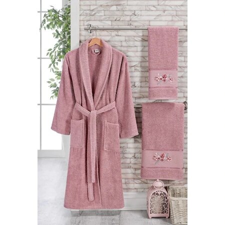 Özenev Fedora 6 Piece Family Robe Set Gray Damson