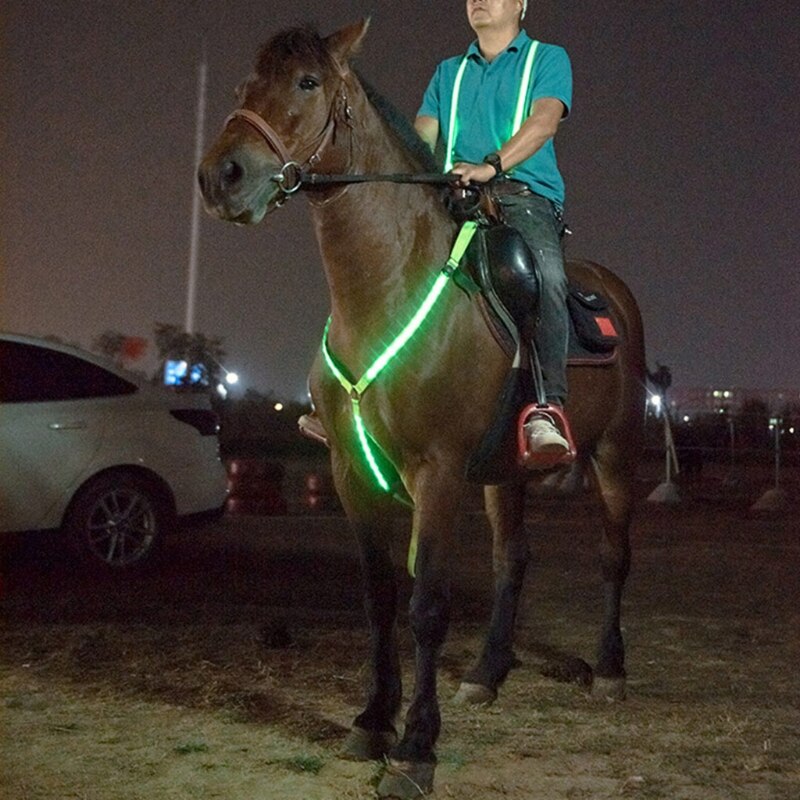 LED Horse Breastplate Collar Adjustable Chest Strap Best High Visibility Tack For Horseback Equestrian Safety Gear