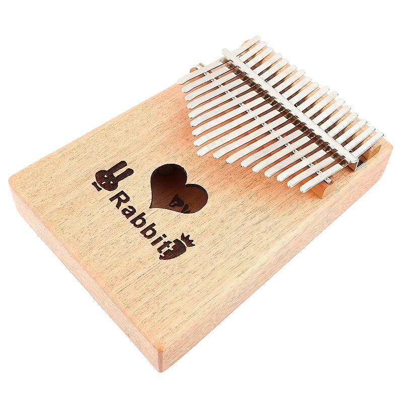 17 Keys Kalimba Thumb Piano with Tune Hammer Wood Hand Finger Piano for Kids Adult Beginners Heart Rabbit Style