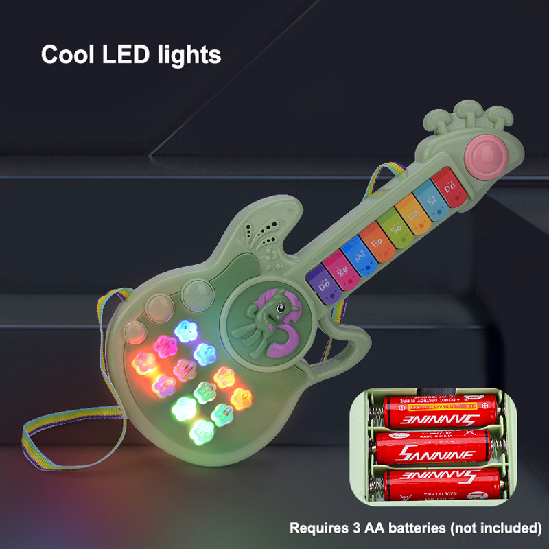 bouton de guitare électrique pour enfants à trois modes, jouet de dessin animé, Piano, jouet éducatif pour l'éducation précoce des enfants, Instrument de musique