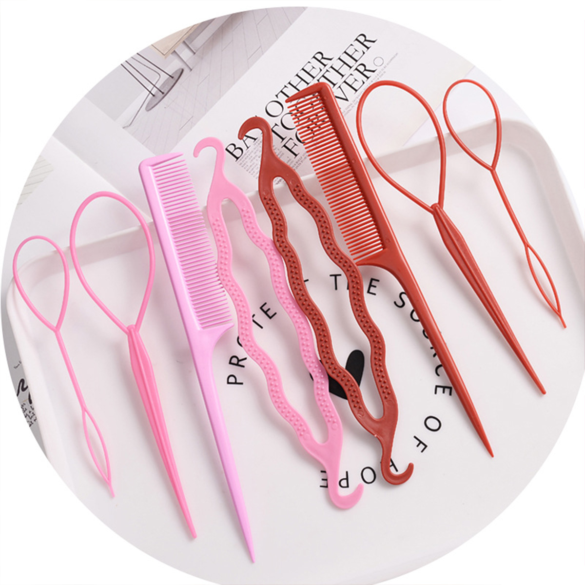 Juego de Herramientas para trenzado de cabello, Kit de herramientas de cola de Topsy para peluquería, accesorios para peinado de cabello DIY, trenzas de ciempiés franceses simples, 4 unids/set