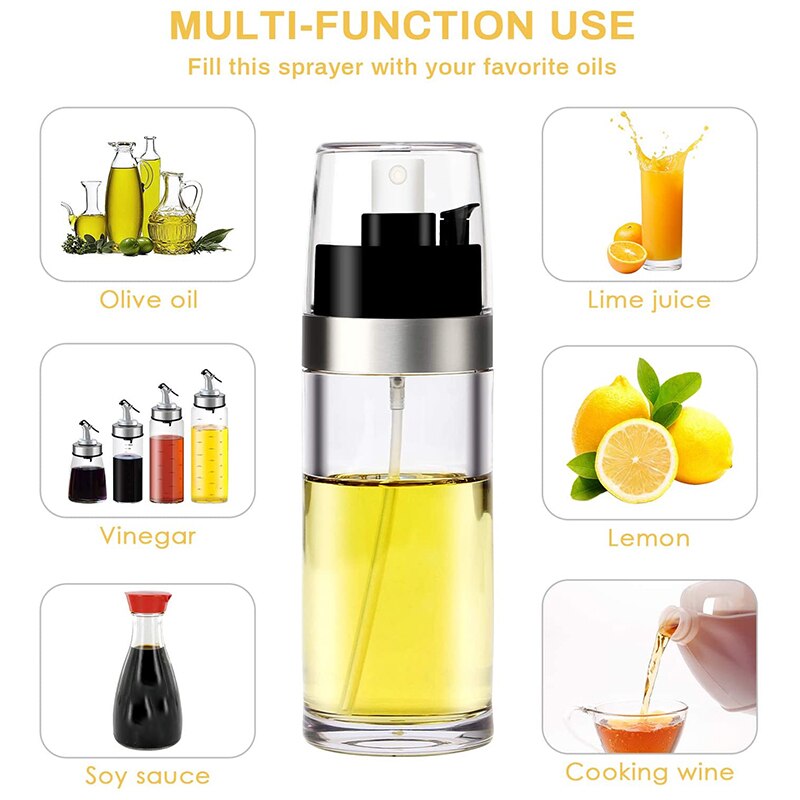 Pulverizador de aceite de oliva para cocinar, dispensador rellenable de aceite y vinagre para barbacoa, hornear y asar