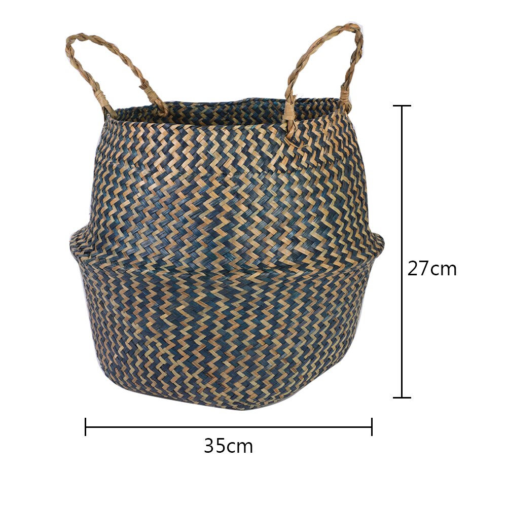 Handmade Bamboo Storage Baskets Nordic Foldable Laundry Straw Wicker Rattan Seagrass Belly Garden Flower Pot Planter Baskets: 5