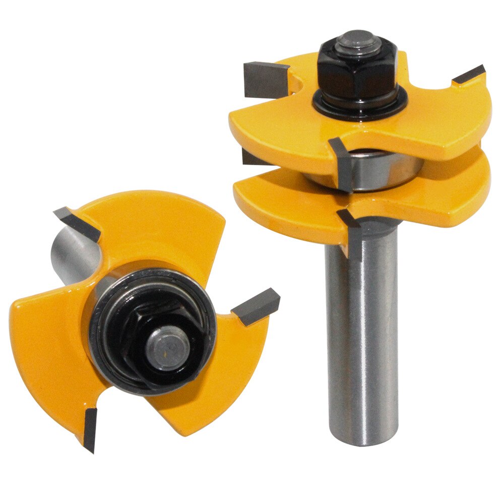 2 Stuks 8Mm 12Mm 1/2 Inch Schacht T-Slot Router Bit Set Tong & Groef Gezamenlijke Monteren tenon Cutter Voor Hout Houtbewerking Frezen