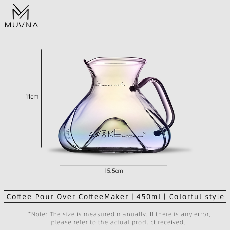 Muqna tornadoglow jarra compartilhamento pote 450ml vidro fermentação café utensílio nível de água display marca fabricante acessórios: MULTI