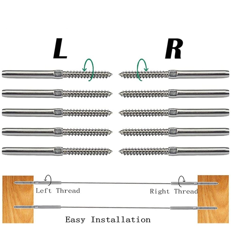 for 1/8Inch Cable Railing Kit, 316 Stainless Steel for Stair Railing Cable Deck Railing DIY Wood Baluster Kit (5 Pair)