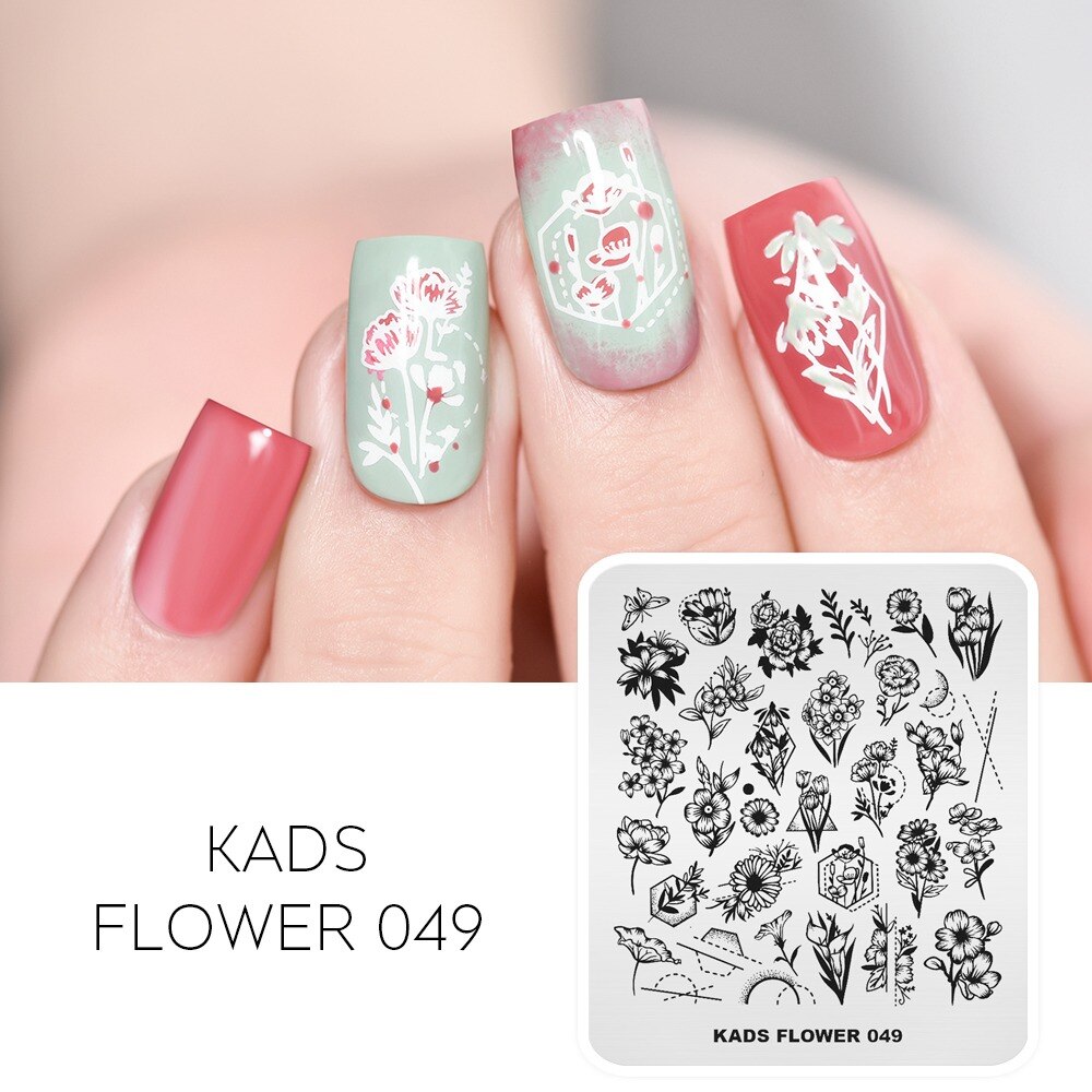 Nail Art timbre plaque fleur feuilles léopard impression Image ongles estampage modèle ongle bricolage pochoir plaque pour Nail Art: Flower 049