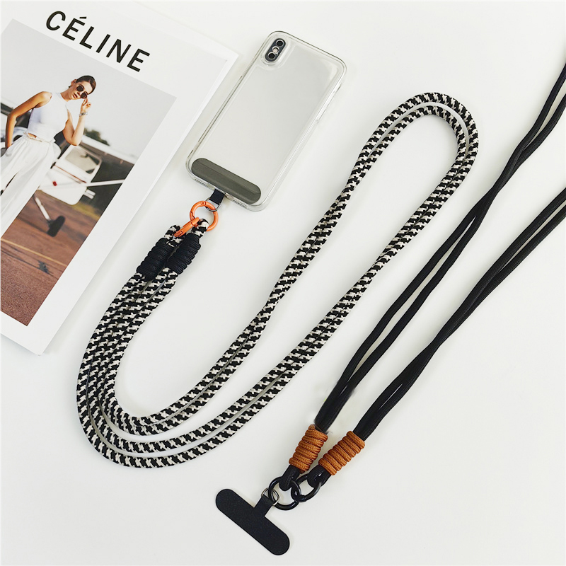 120cm Double Rope Mobile Phone Lanyard Crossbody Phone Straps Neck Clip Cord Rope Twisted Backable Outdoor Anti-loss Phone Chain