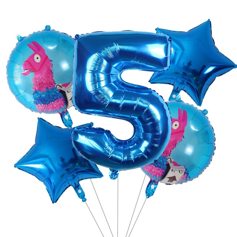 5Pcs Cartoon Pinata Videro Game Folie Ballon Cartoon Dier Alpaca Lama Ballon Bruiloft Baby Shower Verjaardag Party Decor Globos: Bourgondië