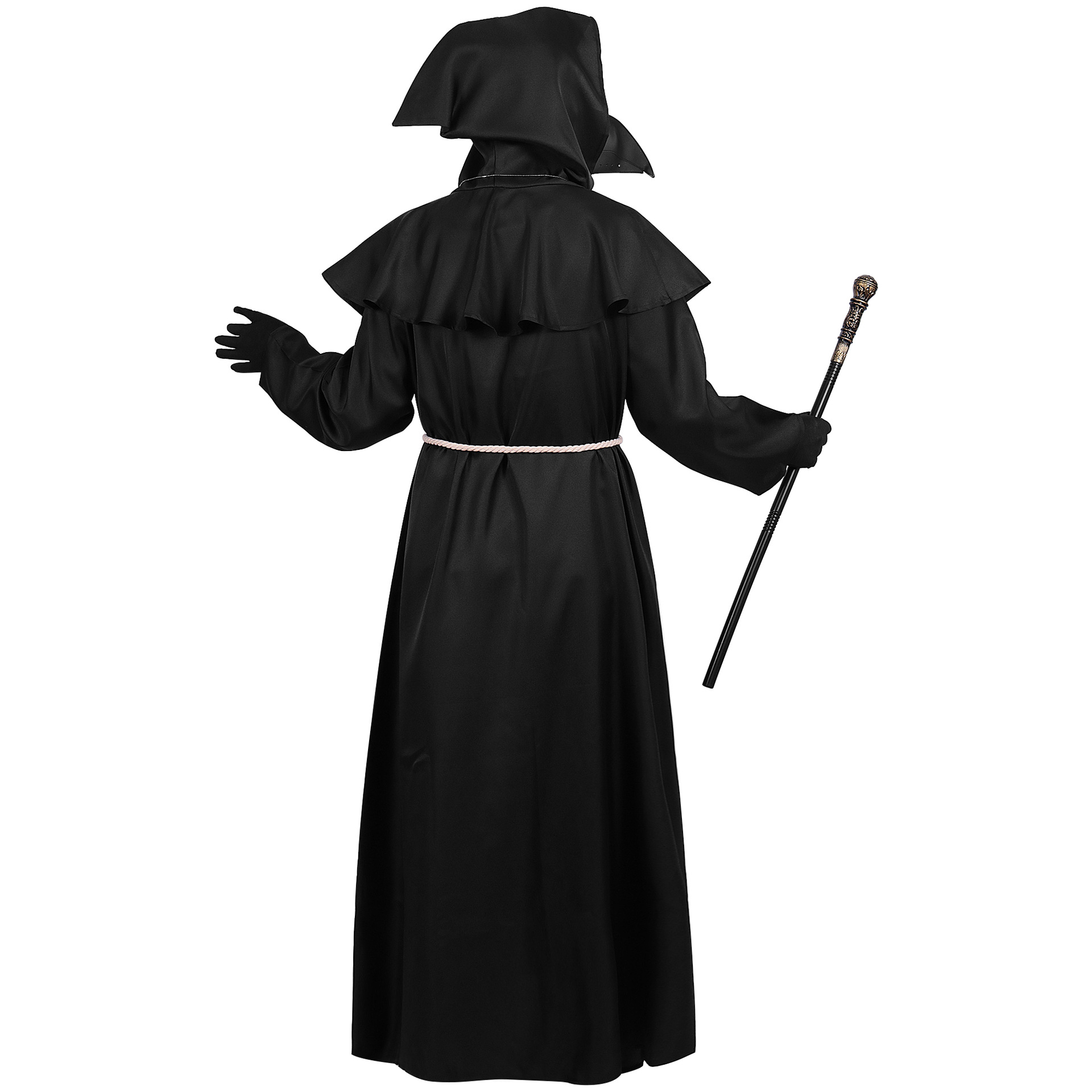 Costume cosplay di Halloween Abito da prete medievale Monaco Sacerdote Mantello da mago Set di maschere da medico della peste Accessori da palcoscenico Puntelli per feste