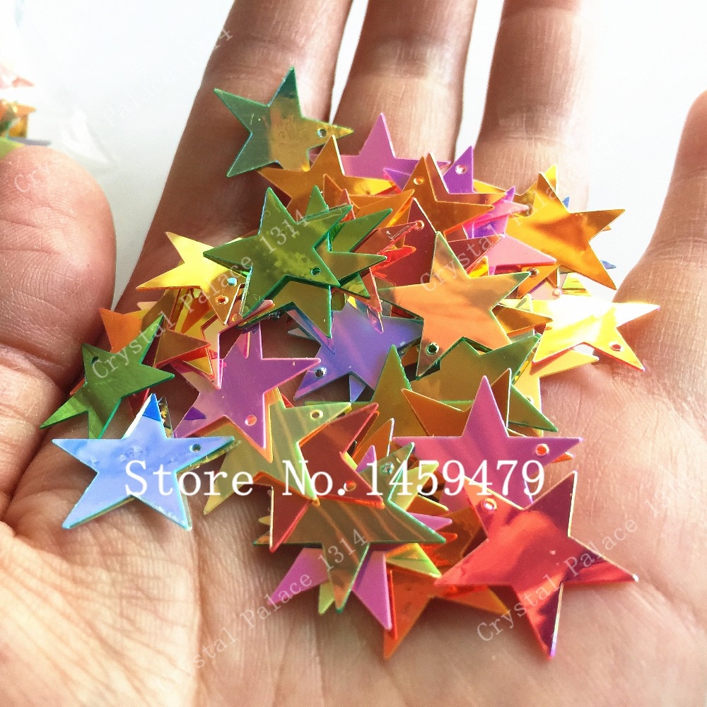 400 stks Gemengde Kleur Ster Spangle Pailletten 1 Gat 19mm Voor Naaien Craft Ornamenten Kostuums DIY Abhisiree Craft podium set Decoratie