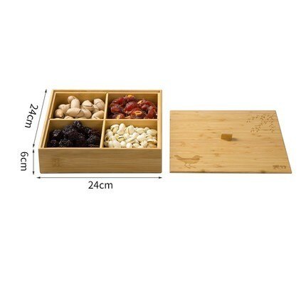 Kinesiskt snack godis förvaringsbricka trä partition torkad frukt mat förvaringsbox hållare hem nötter frukt melon organizer case: Stil 6