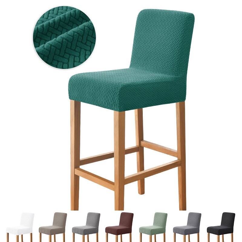 Jacquard Barkruk Stoel Cover Stretch Korte Rug Eetkamerstoel Hoes Spandex Voor Stoelen Thuis Banket Keuken Seat Cover