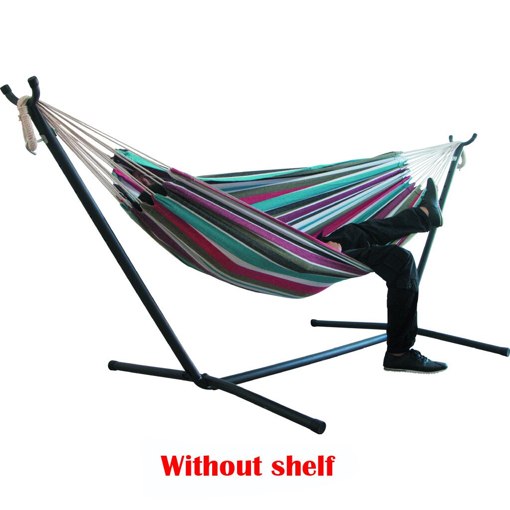 Hamacas dobles individuales para interiores, durabilidad cómoda, tumbona colgante a rayas, lona gruesa, hamaca grande para silla al aire libre: B