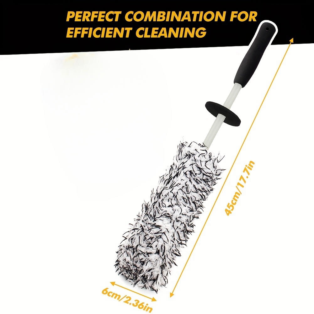 Cepillo de rueda de microfibra para una limpieza especialmente suave hasta la cama profunda de la rueda, cepillo largo de limpieza de ruedas de coche