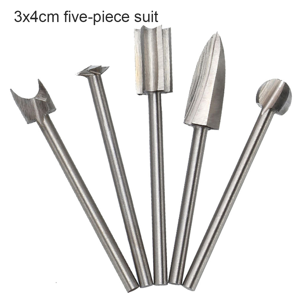 Foret de gravure sur bois en acier rapide, outil rotatif, bavure, coupe Double diamant, outils Dremel rotatifs, meulage électrique 5 pièces: Grey / 140mm
