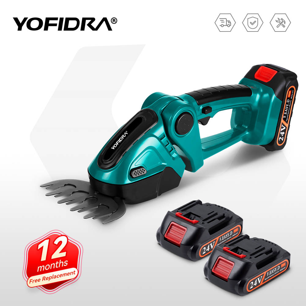 Yofidra 24V 2 en 1 cortasetos eléctrico 20000rpm cortacésped doméstico tijeras de jardín tijeras de césped herramienta eléctrica
