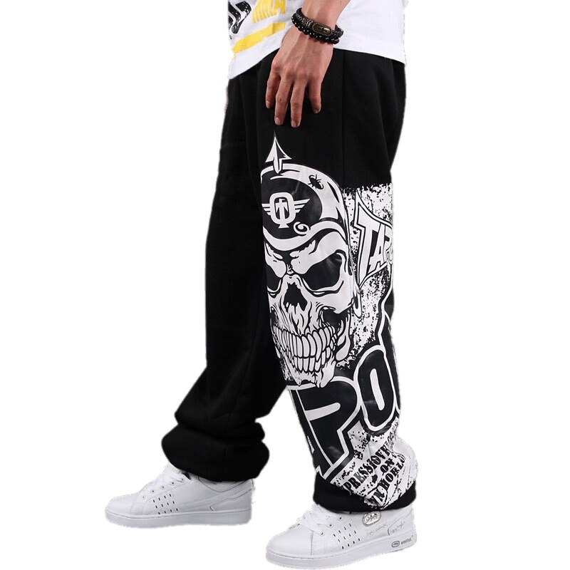 hommes Hip Hop pantalon ample rue danse pantalons longs crâne imprimer Rock and Roll Punk Baggy Parkour Skateboard survêtement hommes