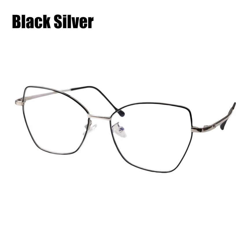 Soolala vlinderbril voor bijziendheid, groot montuur, damesbril met optisch montuur, verpakking van  -0.5 -0.75 -1.0 -1.25 to -4.0: Zwart zilver