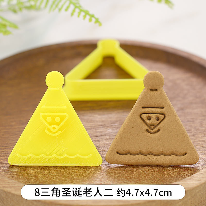 Cartoon Kerst Serie Biscuit Mold Driehoek Ronde 3D Drie-Dimensionale Drukken Keuken Handgemaakte Biscuit Cutter Bakken Tool: Style 8
