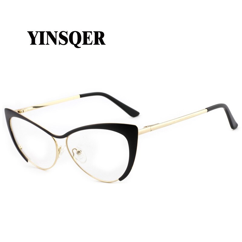 YINSQER miope mujeres montura de gafas de Ojos de gato marco claro de anteojos hombres dioptrías gafas miopía Vintage gafas redondas: BL