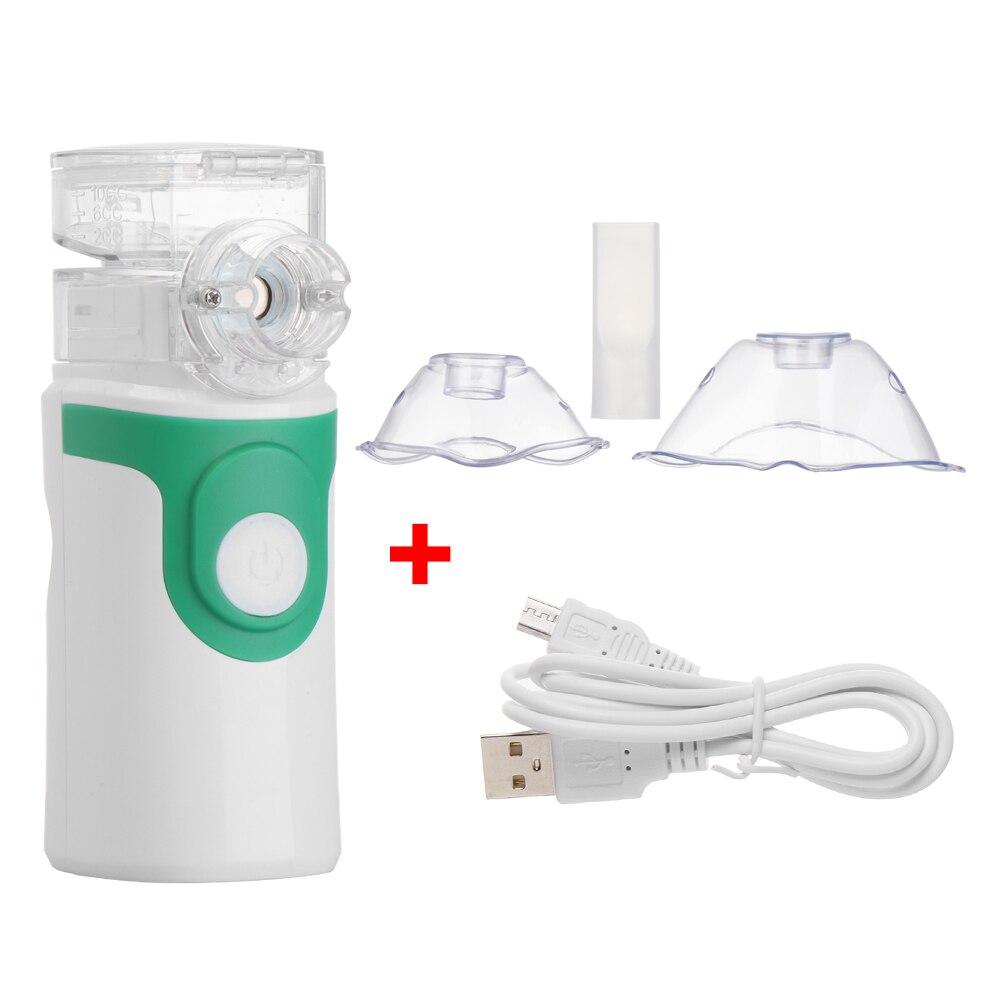 Mini Portable Handheld Rechargeable Silent Ultrasonic Nebulizer Inhaler Respirator Mesh Nebulizer For Kids Adult Heath Care: Green