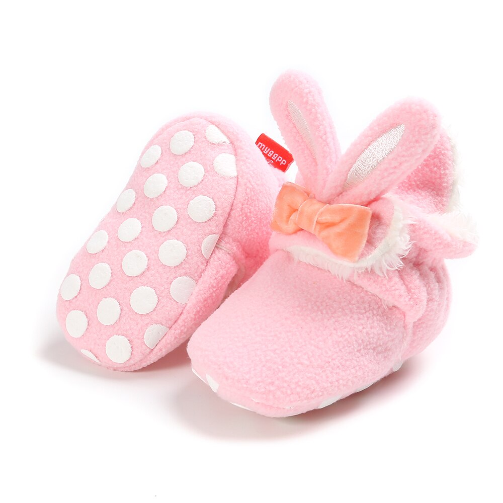 Winter Leather Boots Baby Furry Warm Boots Rabbit Baby Girls Snow Boots Infant Soft Bottom Shoes