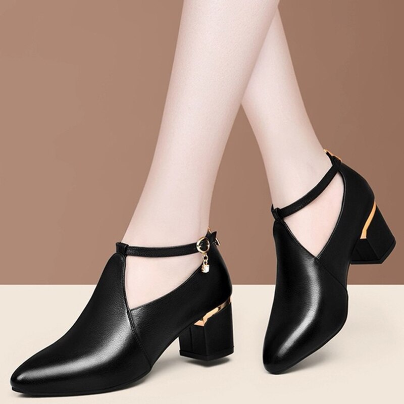Dames blote laarzen puntige neus pumps middelhoge hakken nette schoenen vierkante hakken roma damesschoen gladiator botas mujer 8761l: 37