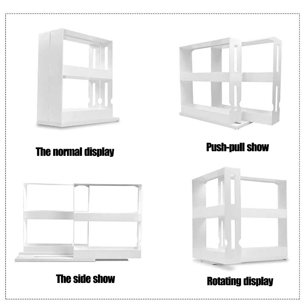 Multi-Function Rotating Storage Shelf Kitchen Spice Organizer Rack Slide Kitchen Cabinet Cupboard Organizer Storage Rack #30