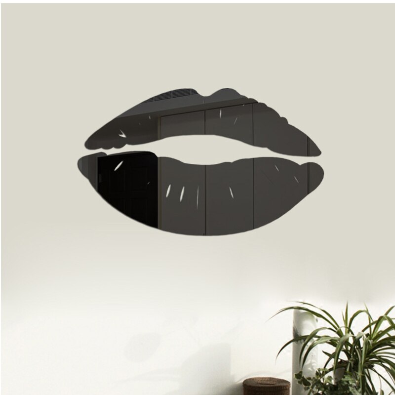 Decorative 3D DIY Mirror Sticker Removable Self-Adhesive Lips Mirror Wall Stickers Decal Art PVC Home Room Decoration