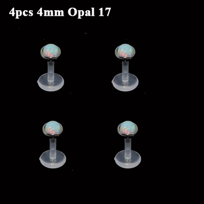 viel 4Stck Opal 17 Stein Bioplast Labret Monroe Lippe Zucht Feuer Opal Ohr Cartiliage Tragus Wendel durchbohren Zucht Ring 16g Körper Schmuck: 4Stck 4mm oben