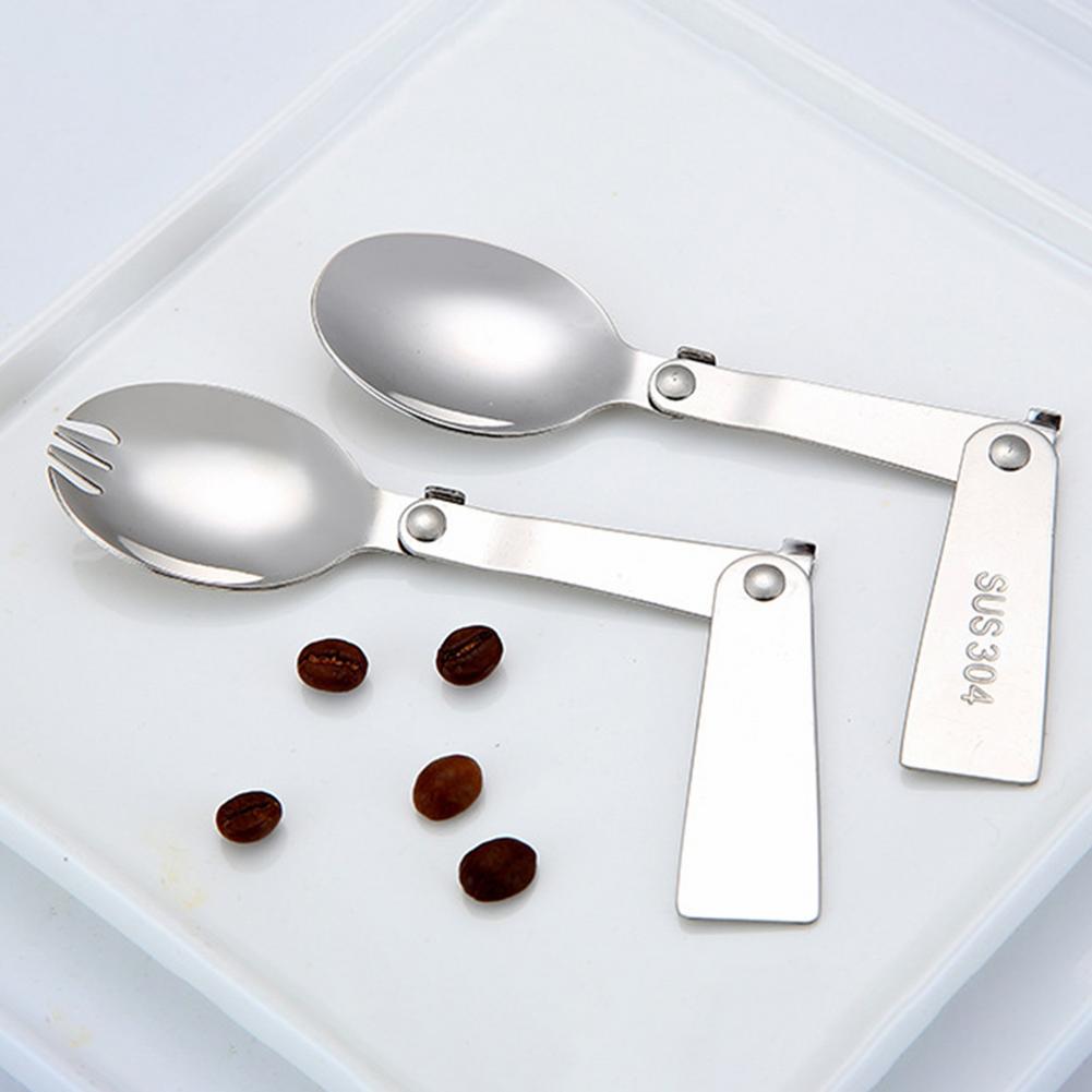 Outdoor Folding Travel Camping Utensil Stainless Pocket Spoon Fork Super Small Foldable Spoon Fork Camping Picnic Tool