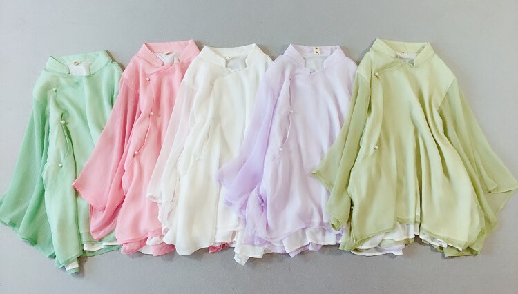¡Novedad de primavera-verano ! Blusa china de Nagodo, camisa de té Zen de doble capa de hilo, Top de gasa estilo chino clásico Hanfu para mujer