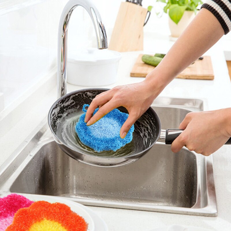 Blomst formet fad scrubber svamp ikke-ridser sød hjem køkken værktøj skåle pandevask rengøringsklud skure service vask