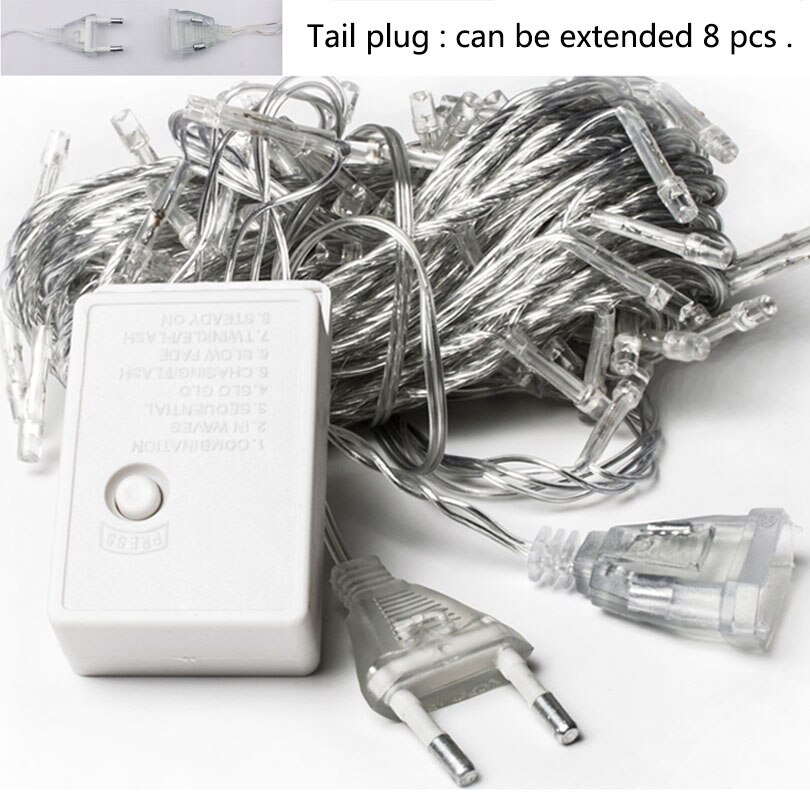 Guirlande lumineuse rideau Led d&#39;extérieur, 5M, 0.4 à 0.6m, décoration de noël, mariage, , fête, jardin, avant-toit