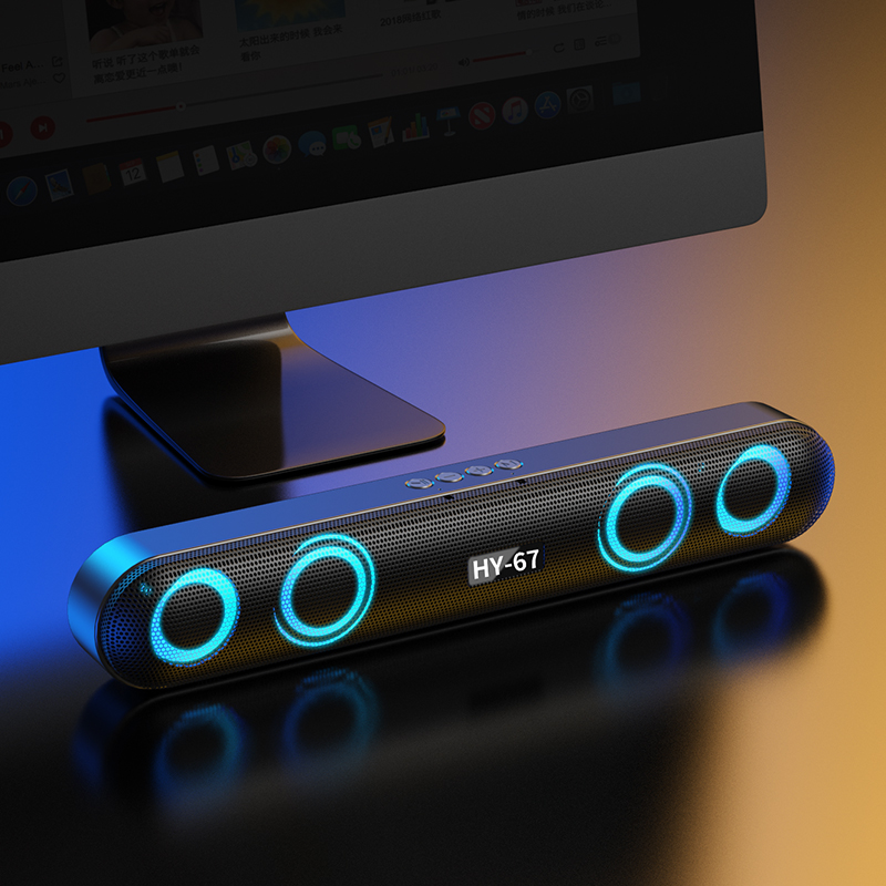 Computer Soundbar Desktop Bluetooth Speakers Rechargeable 6D Deep Bass Stereo Subwoofer AUX Wired For Laptop PC TV Loudspeaker